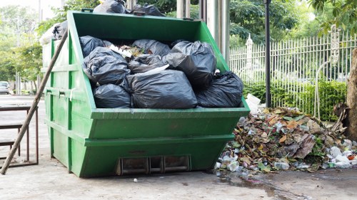 Various types of business waste sorted for recycling